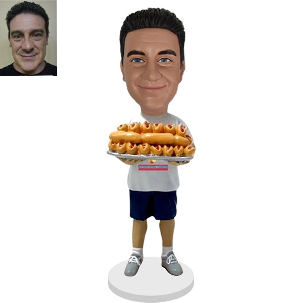 Bobblehead Custom Holding Hotdog