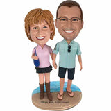 Custom Casual Bobbleheads Couple at Seaside