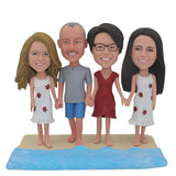 Custom Family Bobbleheads on Beach