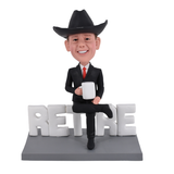Personalized Retirement Bobblehead Retired Boss holding coffee
