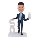 50th Birthday Bobblehead Custom gift holding number 50