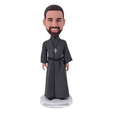 Custom Catholic Priest Bobblehead with cross necklace religious gift
