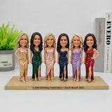 Custom Family Bobblehead wedding gift with six people on one base