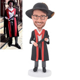 Custom Graduation Bobblehead holding certificate personalized graduate from photo