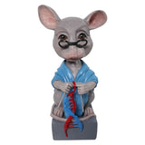 Custom Mascot cartoon Bobblehead laboratory mouse with glasses in blue lab coat, scientist figure with DHA chain