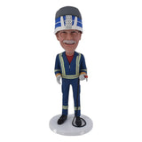 Custom Welding Bobblehead with welder hat holding electric handheld tool 