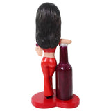 Custom beer girl bobblehead leaning on a beer bottle