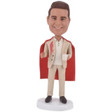 Personalized business man bobble head in superman style