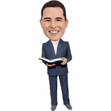 Custom Priest, Officiant, Pastor, Minister Bobblehead with Bible