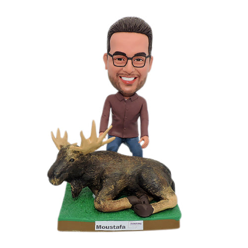Personalized Hunter with Deer Bobblehead
