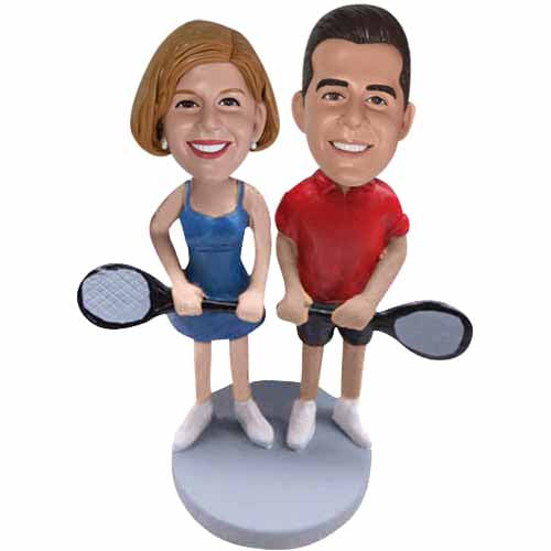 Couple Personalized Bobbleheads Tennis Players