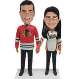 Custom Hockey Couple Bobbleheads Chicago Blackhawks and Anaheim Ducks