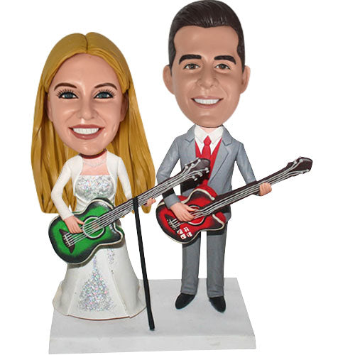 Custom 3D Wedding Bobbleheads Playing Guitar
