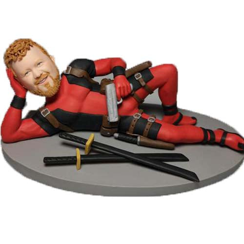 Personalized Laying Deadpool Funny Bobblehead