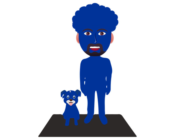 Fully custom bobblehead doll from head to toe with his pet