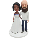 Interracial Wedding Bobbleheads Personalized Cake Toppers