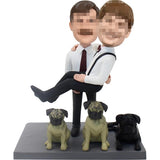 Custom Gay Wedding Bobbleheads with Dogs(price not include dogs)