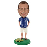 Custom Casual Bobblehead on Grass with Turtle