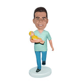 Daddy Holding Baby Personalized Bobblehead Doll