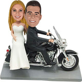 Wedding Bobbleheads on Harley-Davidson Motorcycle