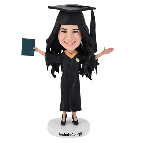 Custom Graduation Bobbleheads College Girl with Open Arms