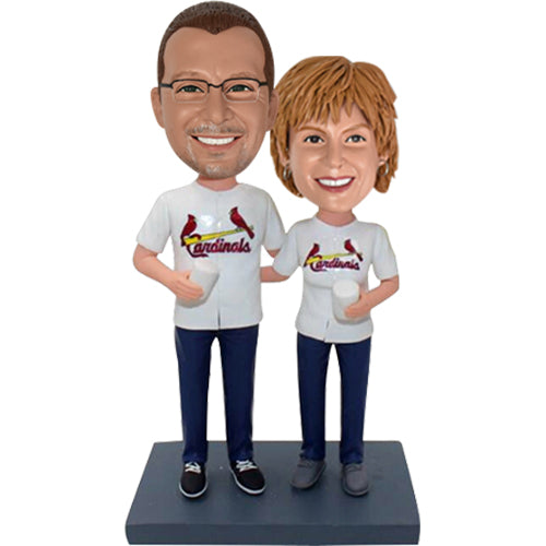 Personalized Cardinals Baseball Bobbleheads for Couple