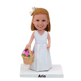 Personalized Flower Girl Bobbleheads with Flower Basket